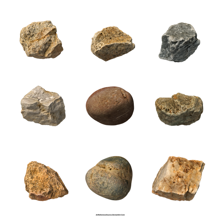 Free Stock PNG: 9 different rocks by ArtReferenceSource on DeviantArt
