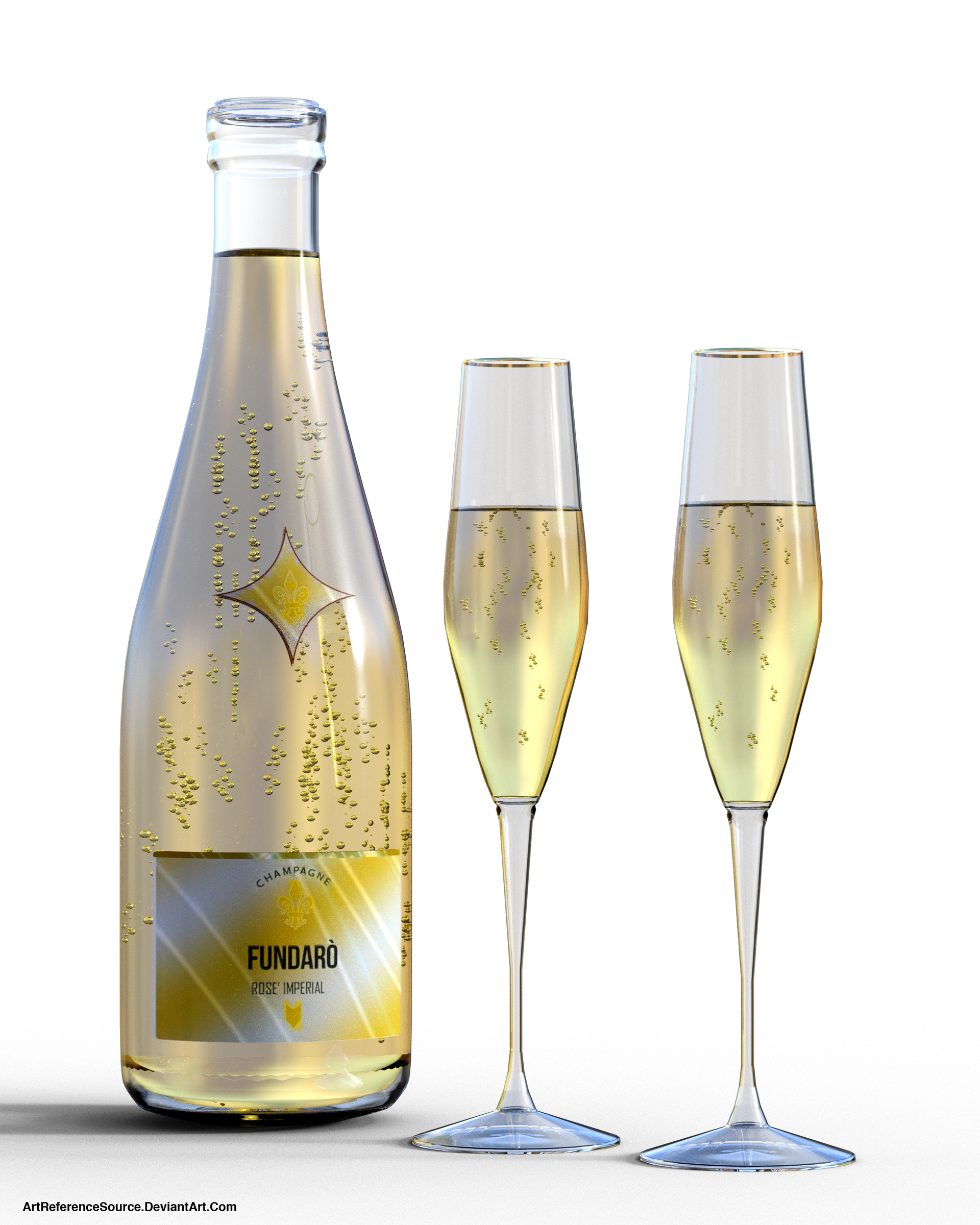 Free Stock PNG: Champagne Bottle and Glasses by ArtReferenceSource on  DeviantArt