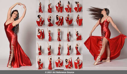 Stock:  Mara Ballet Poses in Red Gown