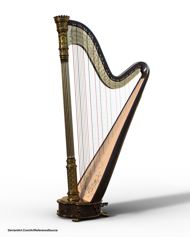 Harp Reference Free stock PNG: Large ornate harp by ArtReferenceSource on DeviantArt