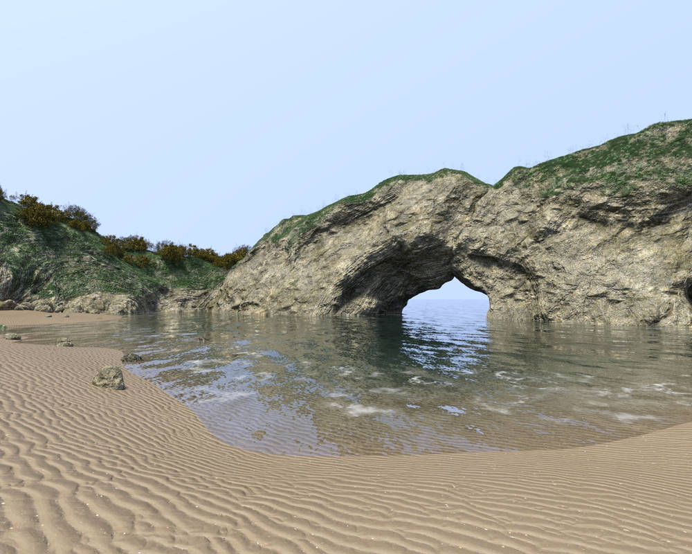 Free stock backgrounc: Beach With Stone Arch by ArtReferenceSource on ...