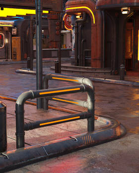 Free Stock: cyberpunk futuristic city scene