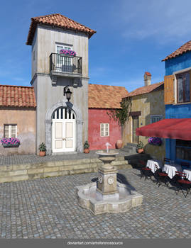 European Village Daz Studio render, free backgroun