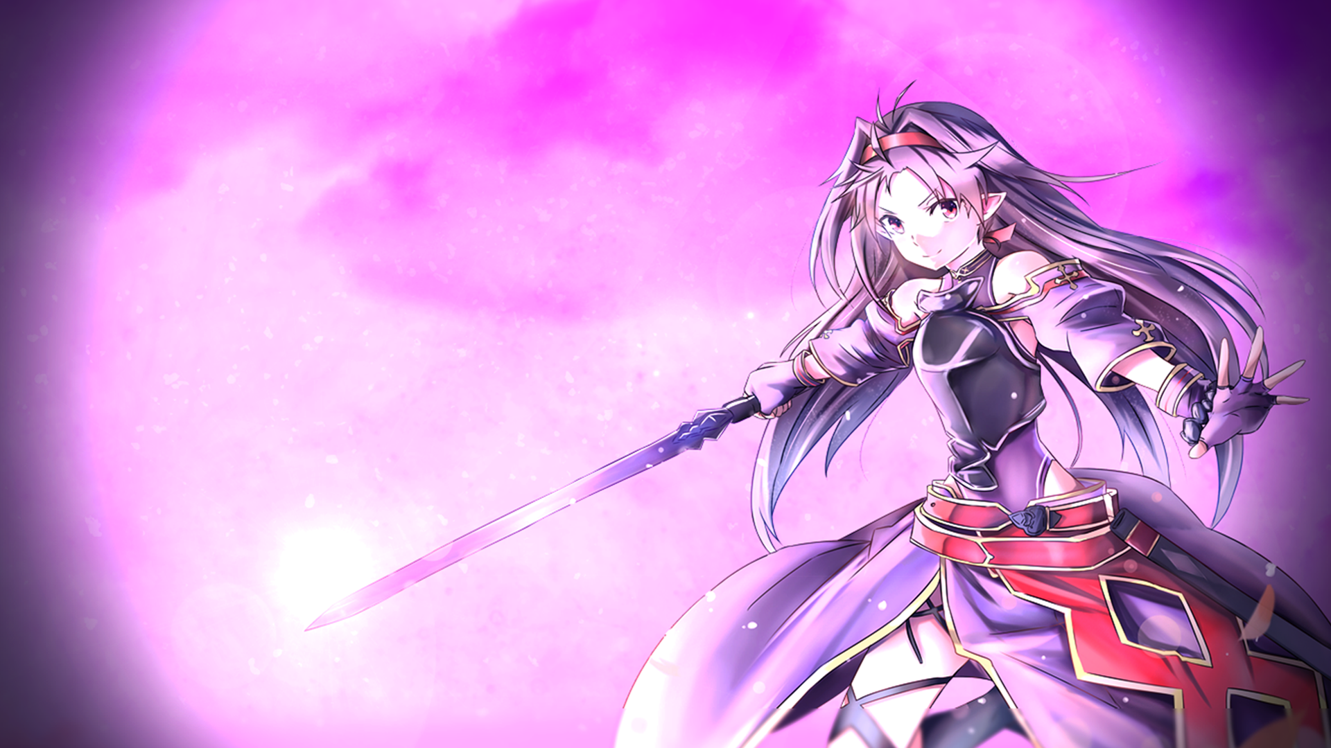 Yuuki, anime, art, online, purple, sword, HD phone wallpaper