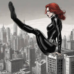 Giantess Black Widow in City *AI*