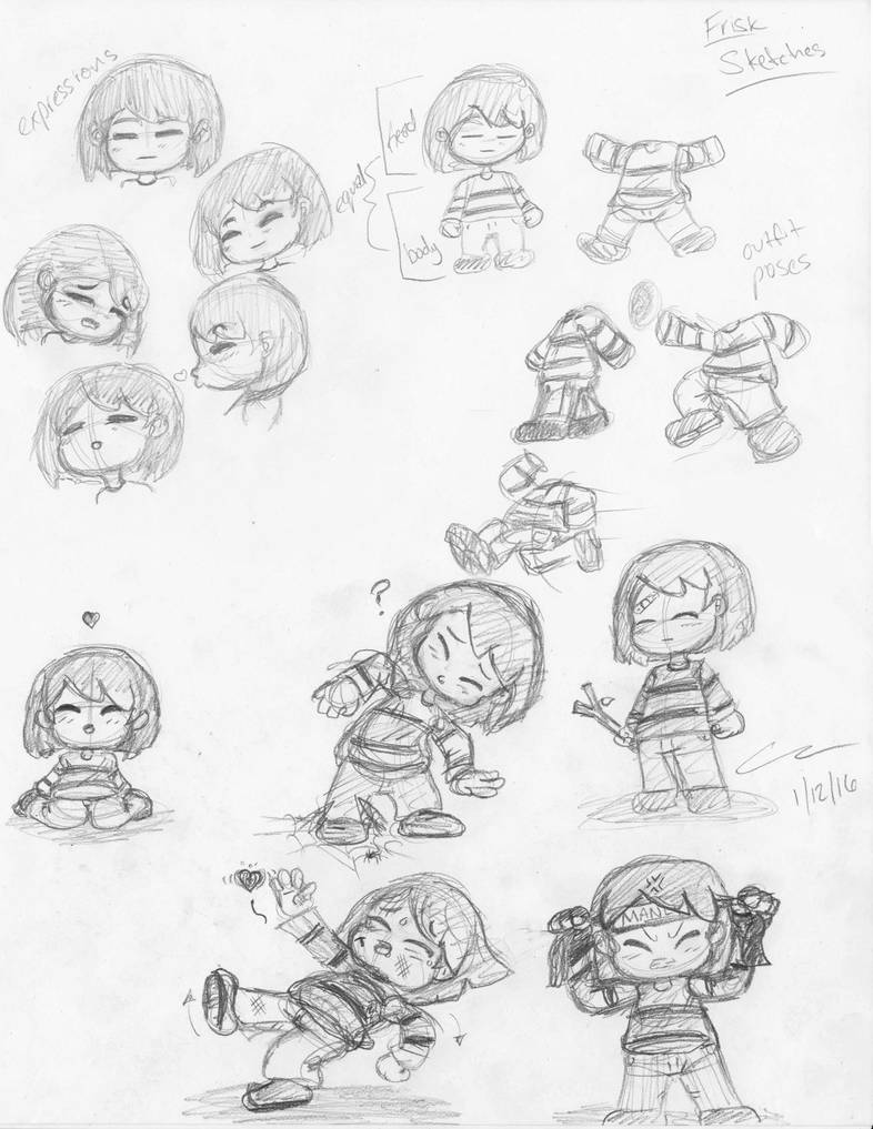 Frisk Reference Drawing Frisk - Sketch Dump by ThaLazyLion on DeviantArt
