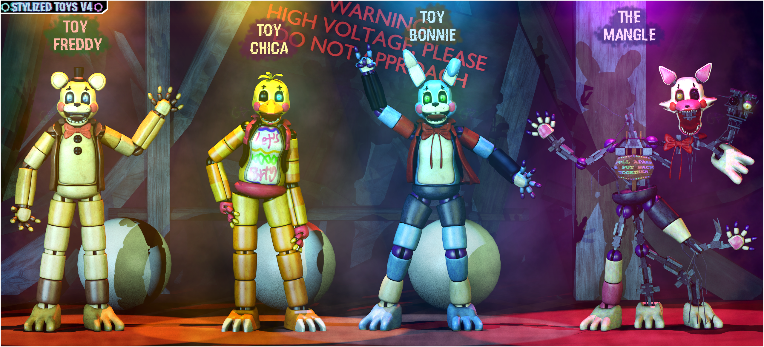 Stylized FNaF3 Animatronics= (V6) by Theyseemerollan on DeviantArt