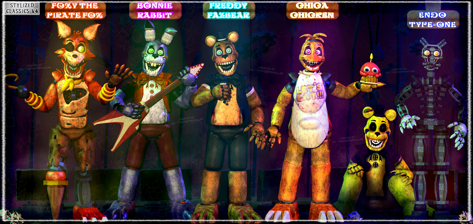 Stylized FNaF3 Animatronics= (V6) by Theyseemerollan on DeviantArt