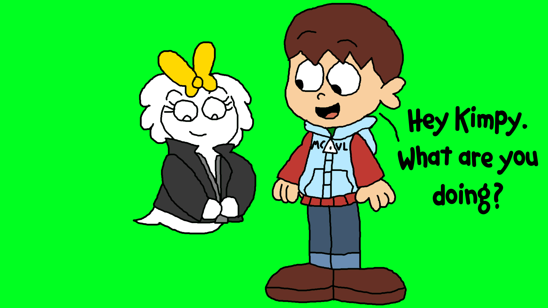 Kimpy Me asking Kimpy what she's doing by IanandArt-Back-Up-3 on DeviantArt
