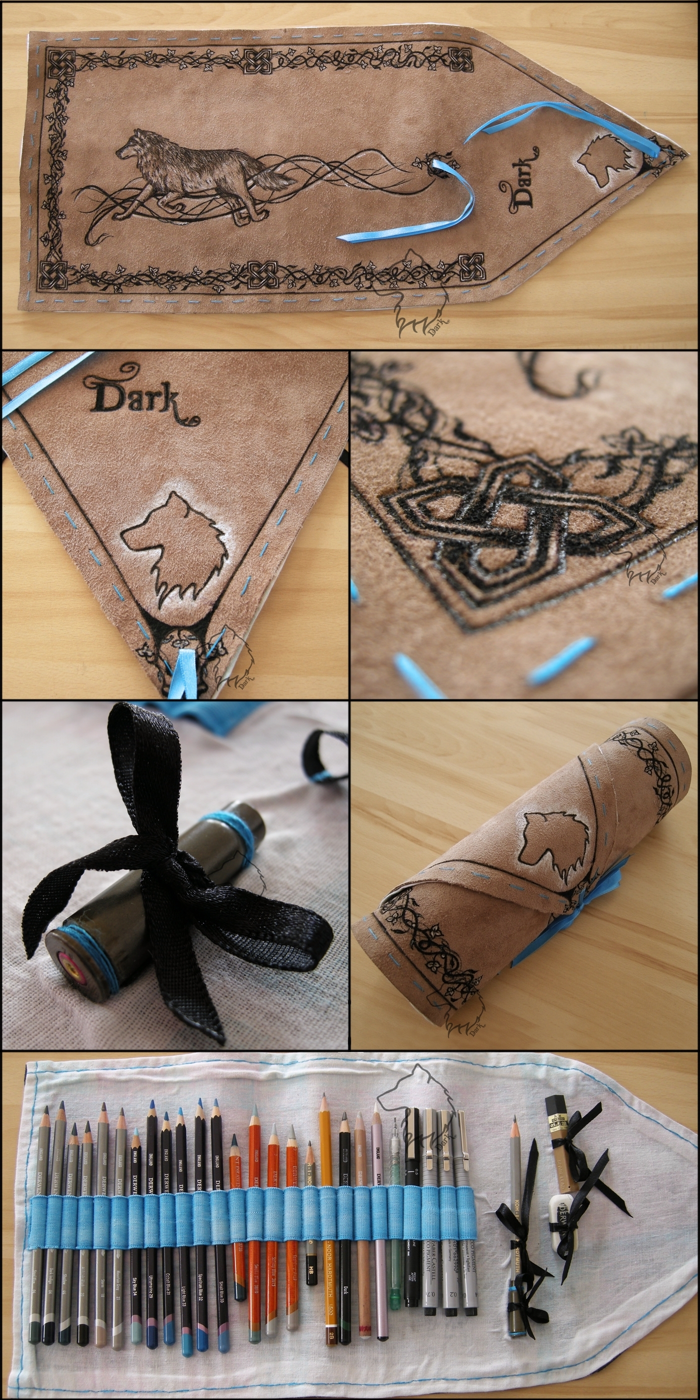 Dark Wolf Pencil Wrap - handmade art-wrap