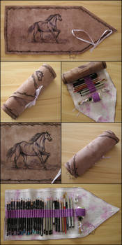 Purple Horse - Handmade Pencil Wrap