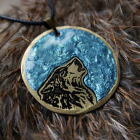 Ocean Moonbound Wolf pendant