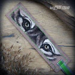 Wolf Eyes leather bookmark