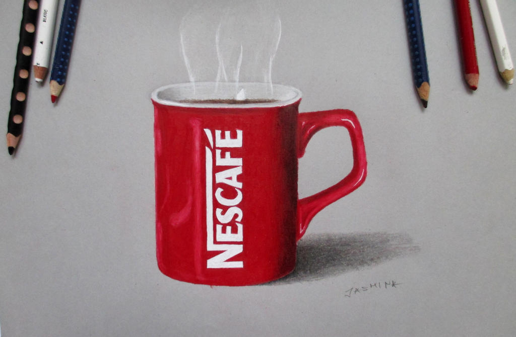 Nescafe colored pencil drawing