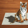 3D Colored Pencil Drawing of young Tiger