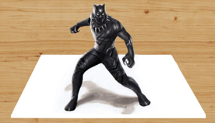 3D Pencil Drawing: Marvel's Black Panther