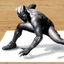 3D colored pencil drawing: Black Panther