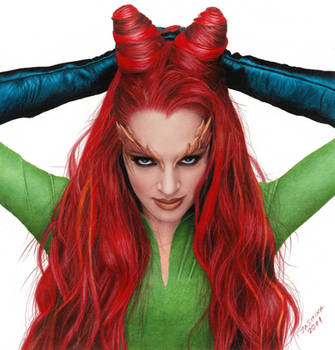 Colored pencil drawing: Uma Thurman as Poison Ivy