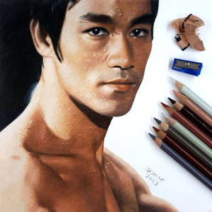 Colored pencil drawing of Bruce Lee