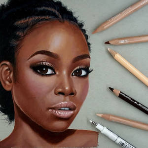 Colored Pencil Portrait on Grey Paper