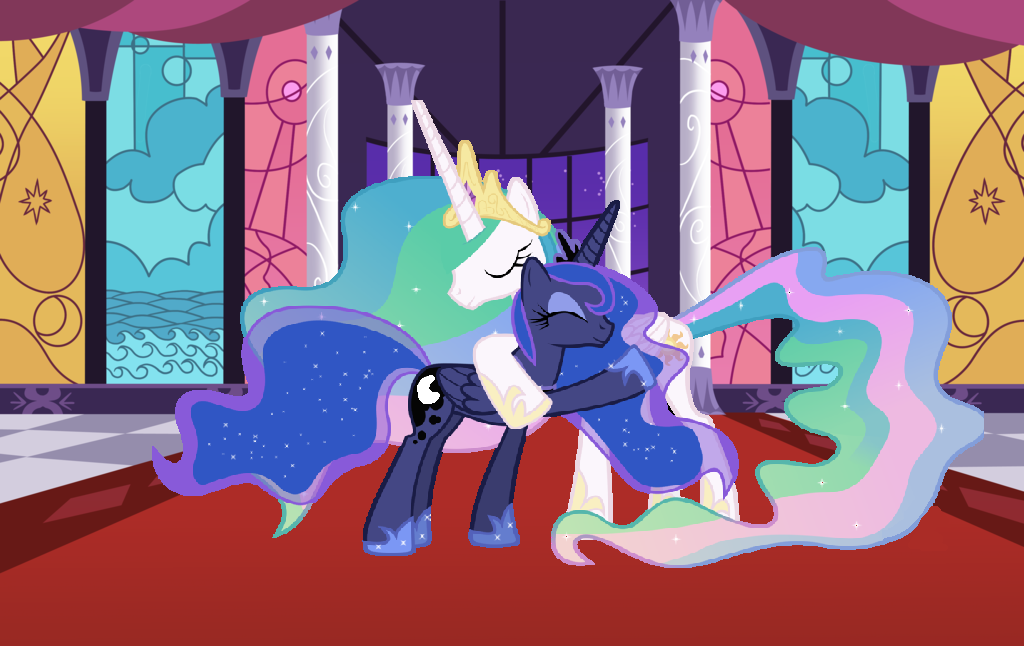 Luna Hugging Celestia At Home sweet home