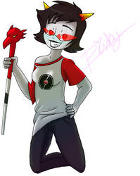 Terezi wearing Dave's shirt