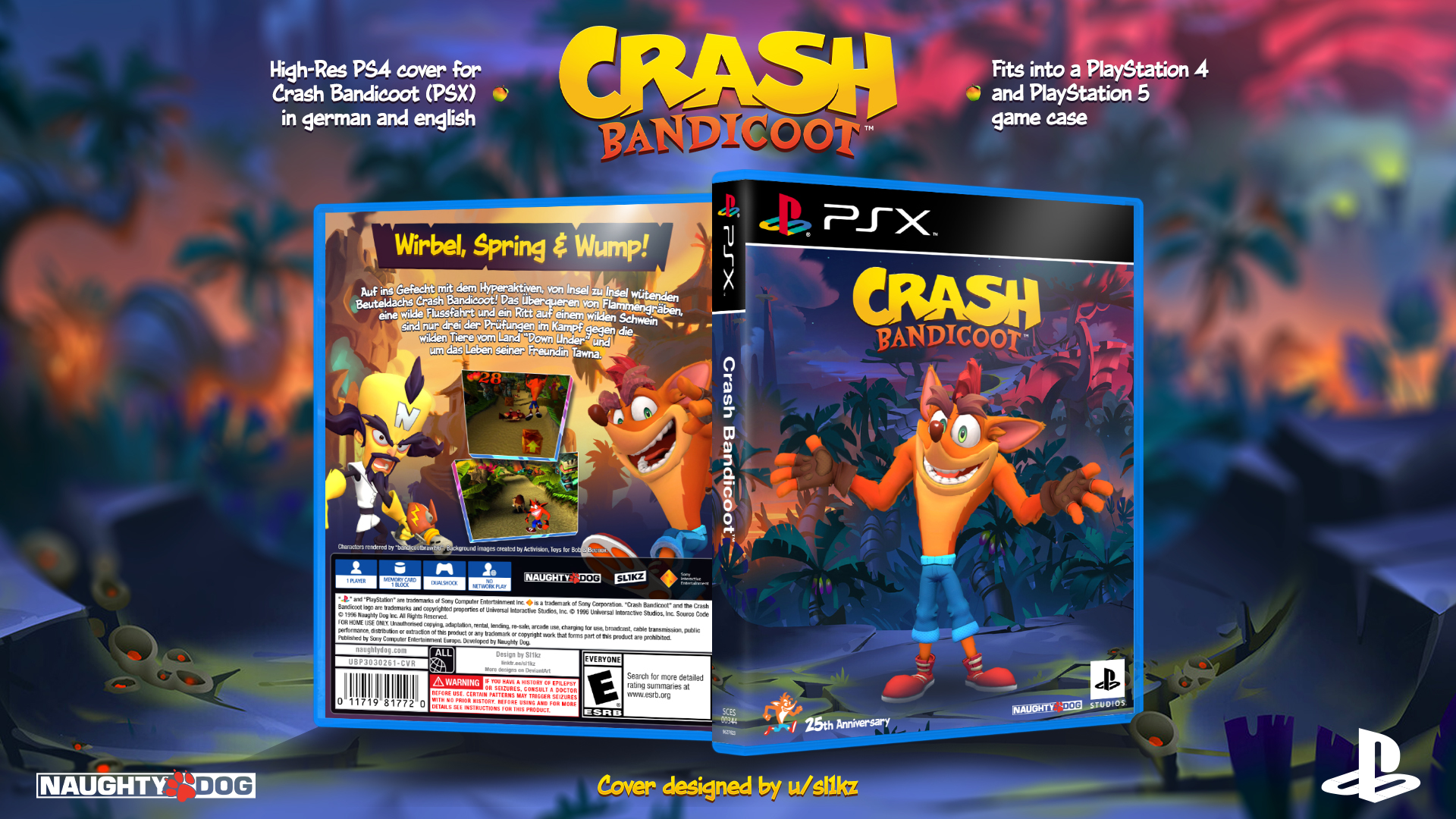 Crash Bandicoot 1 Custom Cover for PS4/PS5 Cases by Djblackpearl