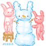 Bunny Couple Making Snowbunny