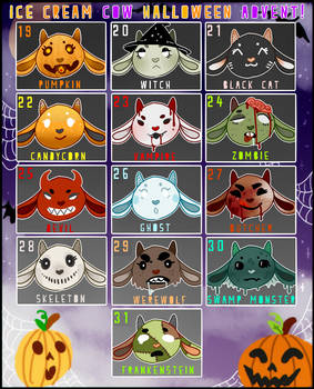 Ice Cream Cow Halloween Calendar