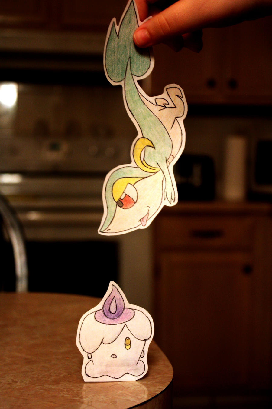 Snivy and Litwick Paperchild