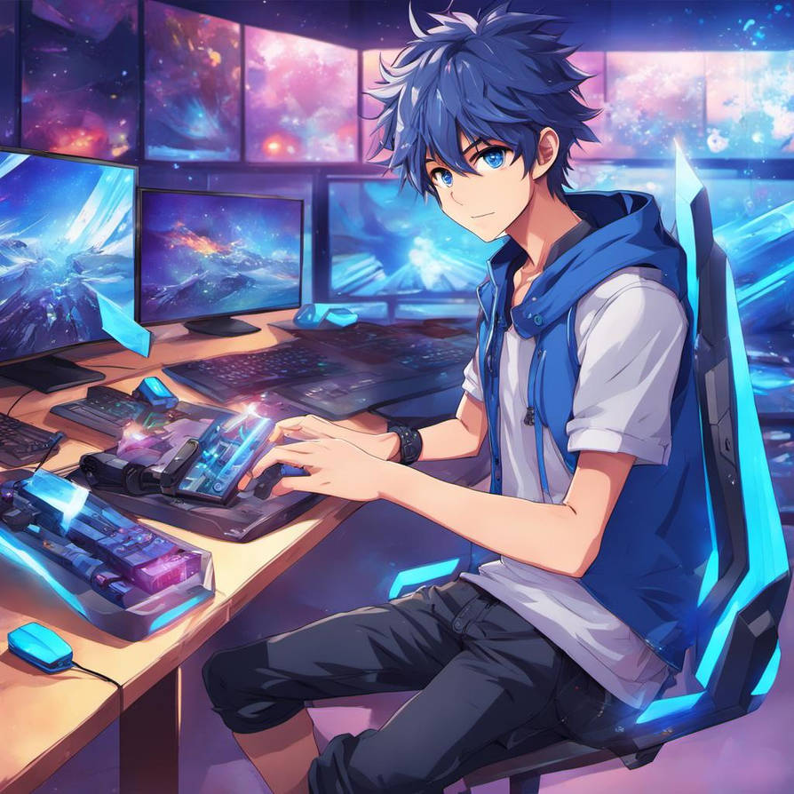 Cool Blue Boy Gamer by CycloneGamin on DeviantArt