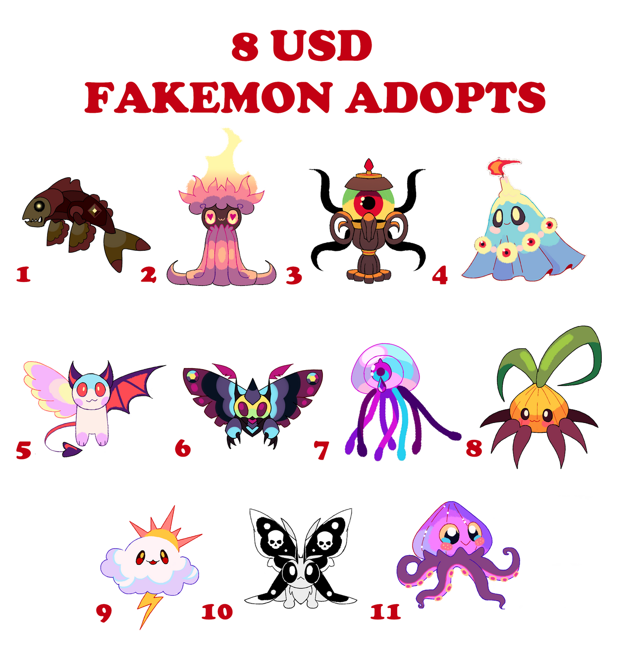 (OPEN) fakemon creature adopts by Darkwaveee on DeviantArt