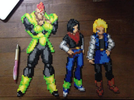 Androids 16, 17, and 18 beadsprites