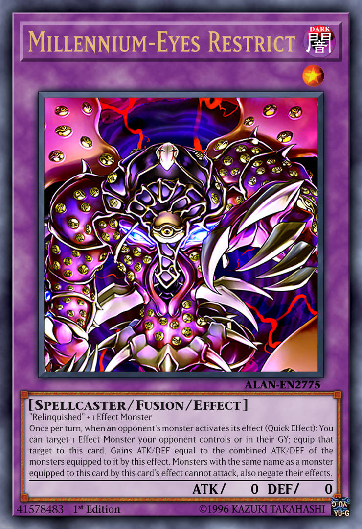 yugioh millennium eyes restrict deck | Yu-Gi-Oh! Wiki when an opponents monster activates its effect (Quick Effect) YUGIOH RELINQUISHED DECK- THOUSAND-EYES- FUSION-