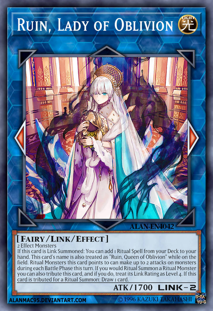 yugioh ruin queen of oblivion deck Ruin, Queen of Oblivion" and "Demise, King of Armageddon" support. Art links will be in the comments. : r/customyugioh