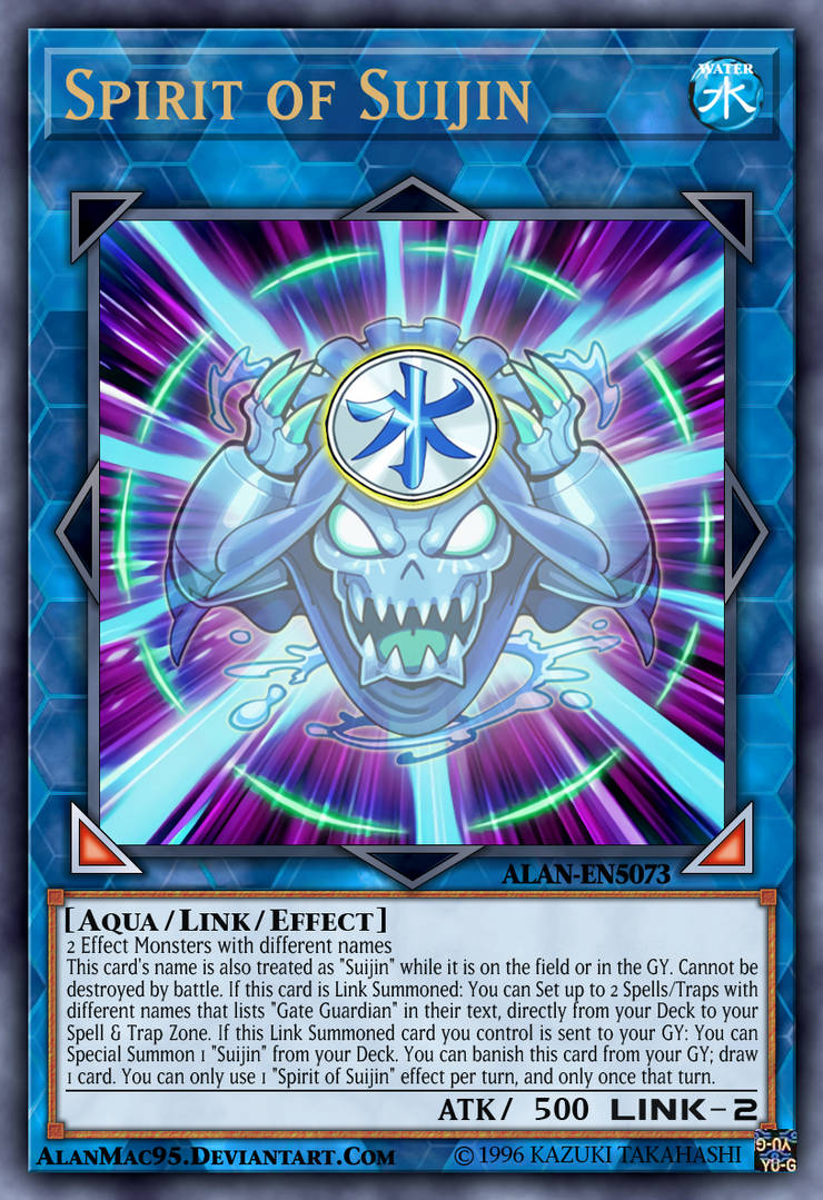suijin yugioh card (w/ Mizu & Faded variants) Introducing the first third of the Gate Guardian pieces. Suijin is the Shinto god of Water in Japan. The Bandai variant of this was instead Suijin (FMR) - Yugipedia