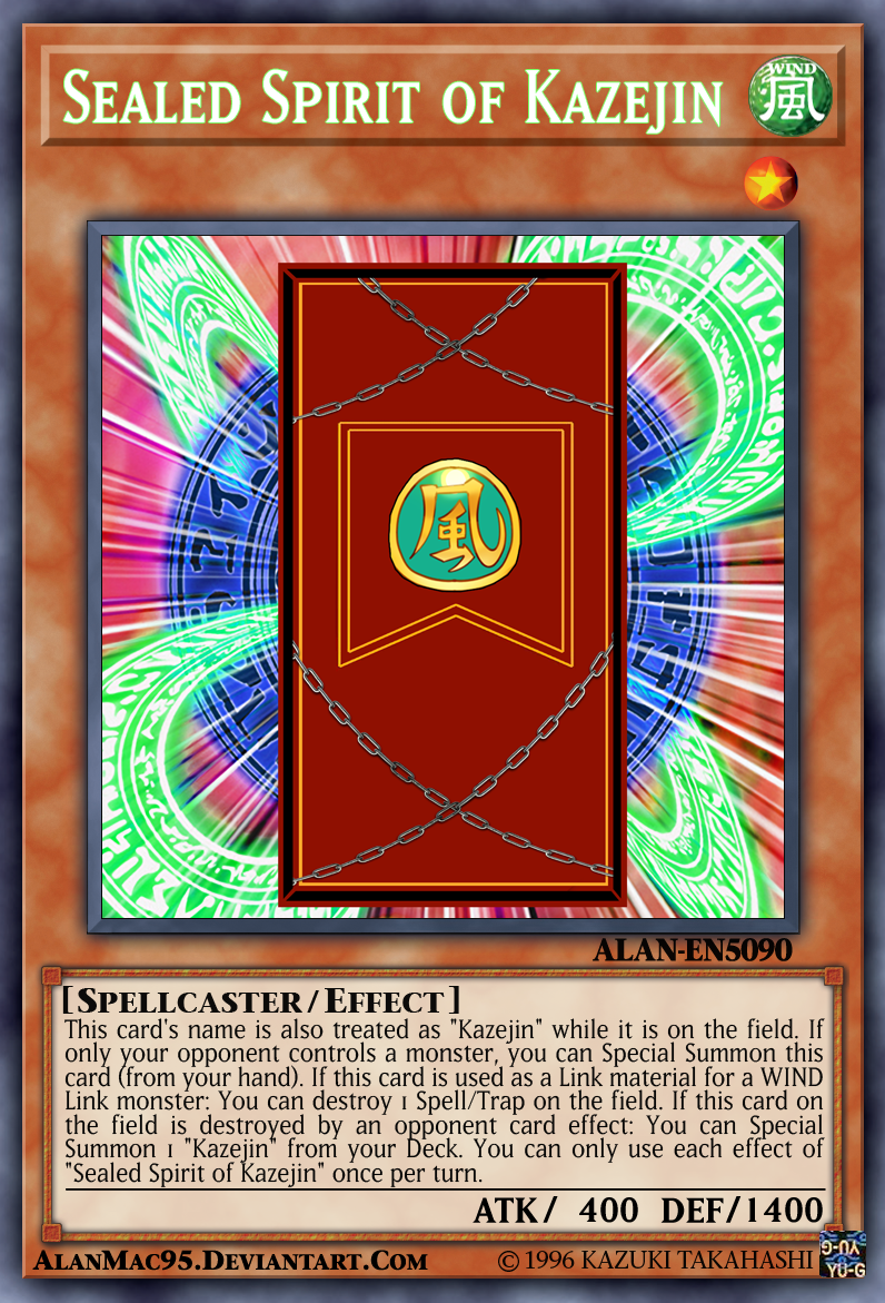 yugioh card kazejin WGRT-EN004 Super Rare Limited Edition Near Mint up on the field. Yu-Gi-Oh! Kazejin By Konami TCG