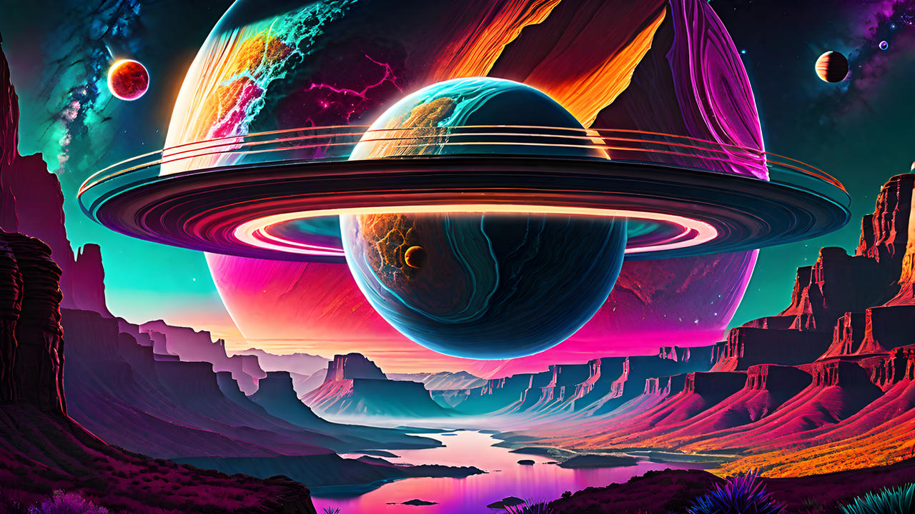 Planet Deviantart Planet with Disk over a Canyon Landscape 1 by Tirinium1 on DeviantArt