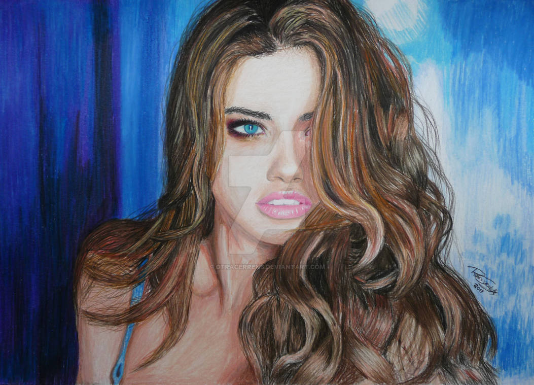 Adriana Lima Coloured Pencil Drawing