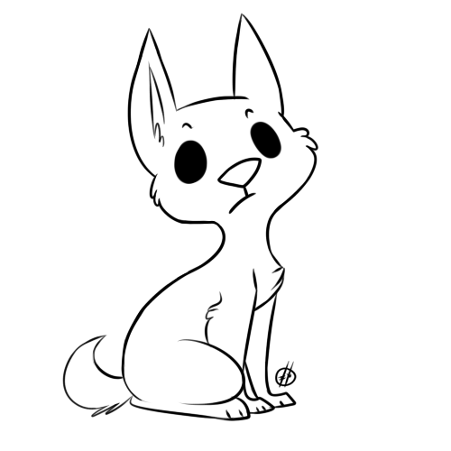 free chibi dog lineart