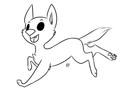 free running chibi dog lineart