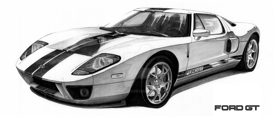 Ford Gt R Drawing Ford GT by thunderz1 on DeviantArt
