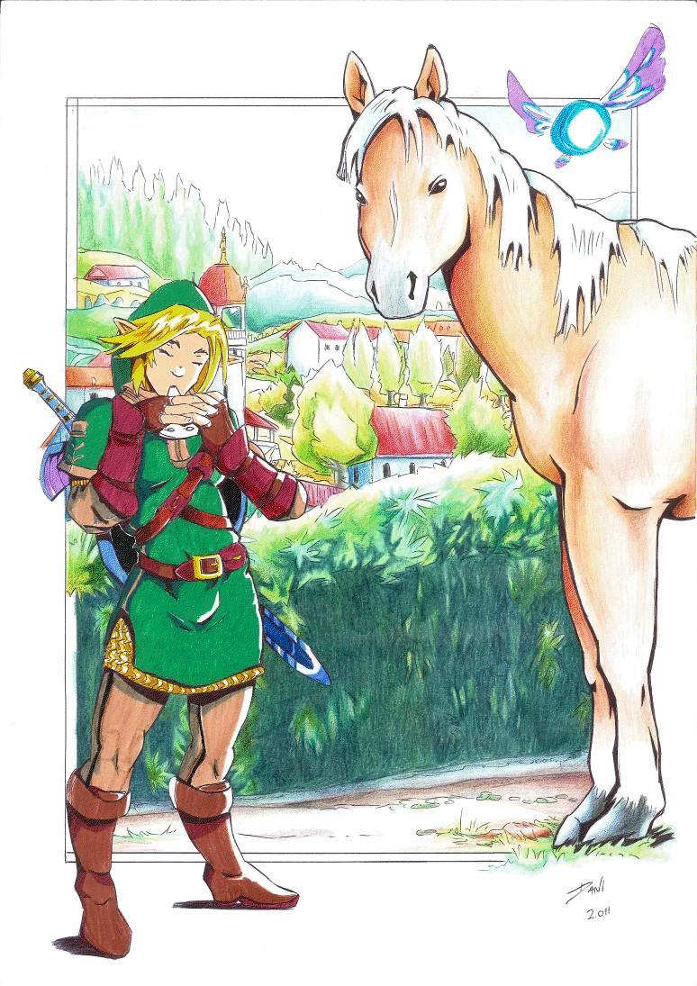 Link and Epona.