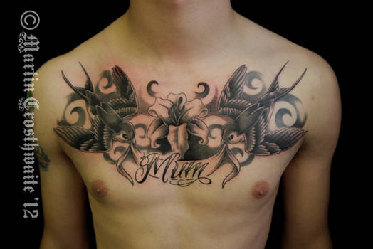 Chest Swallows Tattoo