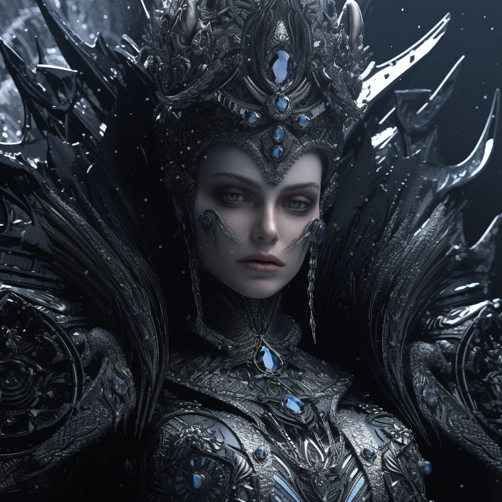 AI - Elara, Queen of the black ice Kingdom by NeuralNuances on DeviantArt