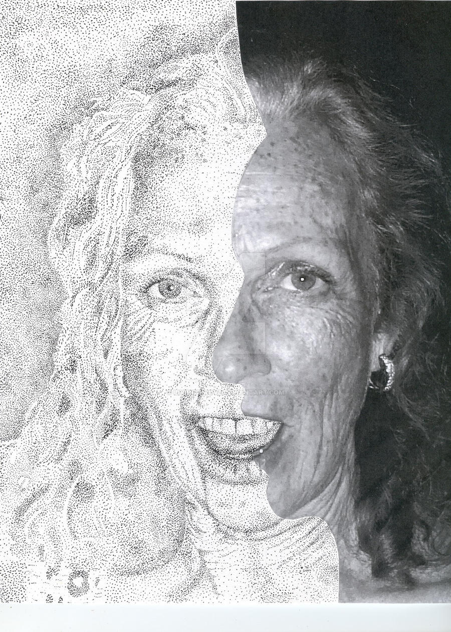 a pointillistic semiportrait