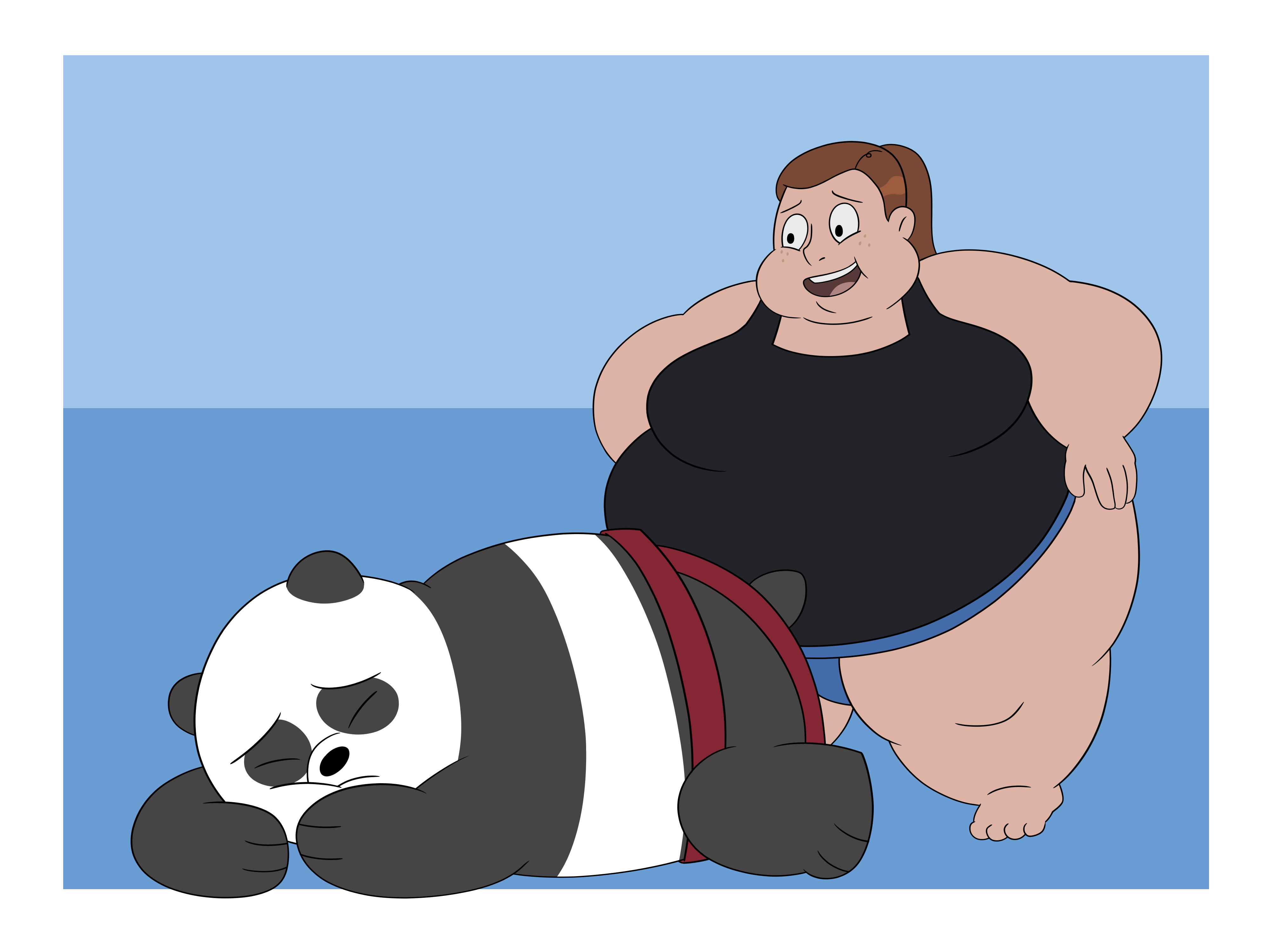 Panda and Lucy doing some Sumo Wrestling