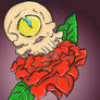 Cyclops skull and a rose