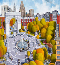 Gabriel Cruz.Washington square park.Acrylic.48x52