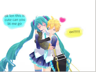 {mmd} miku x len